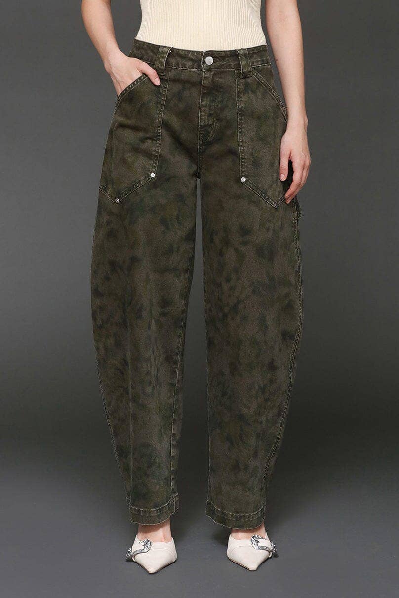 Camo Cargo Barrel Jeans