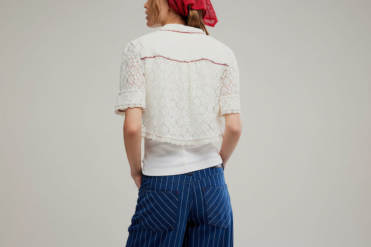 Free People Mannie Lace Button Down Shirt