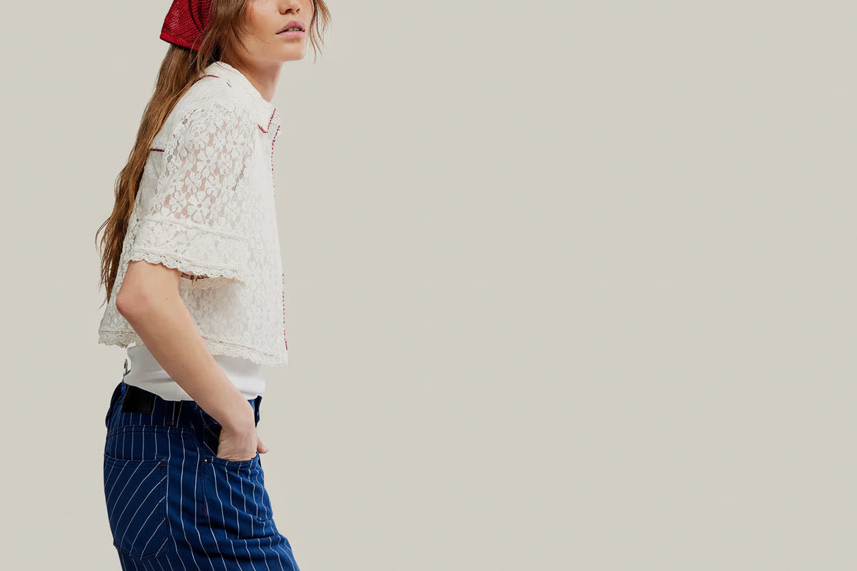 Free People Mannie Lace Button Down Shirt