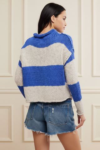 Free People Opal Sweater in Cobalt Stripe