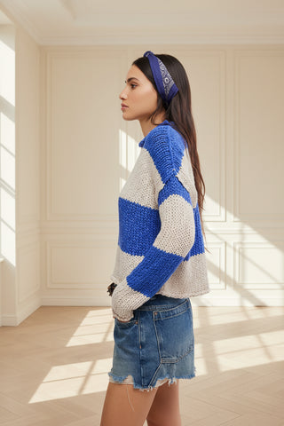 Free People Opal Sweater in Cobalt Stripe