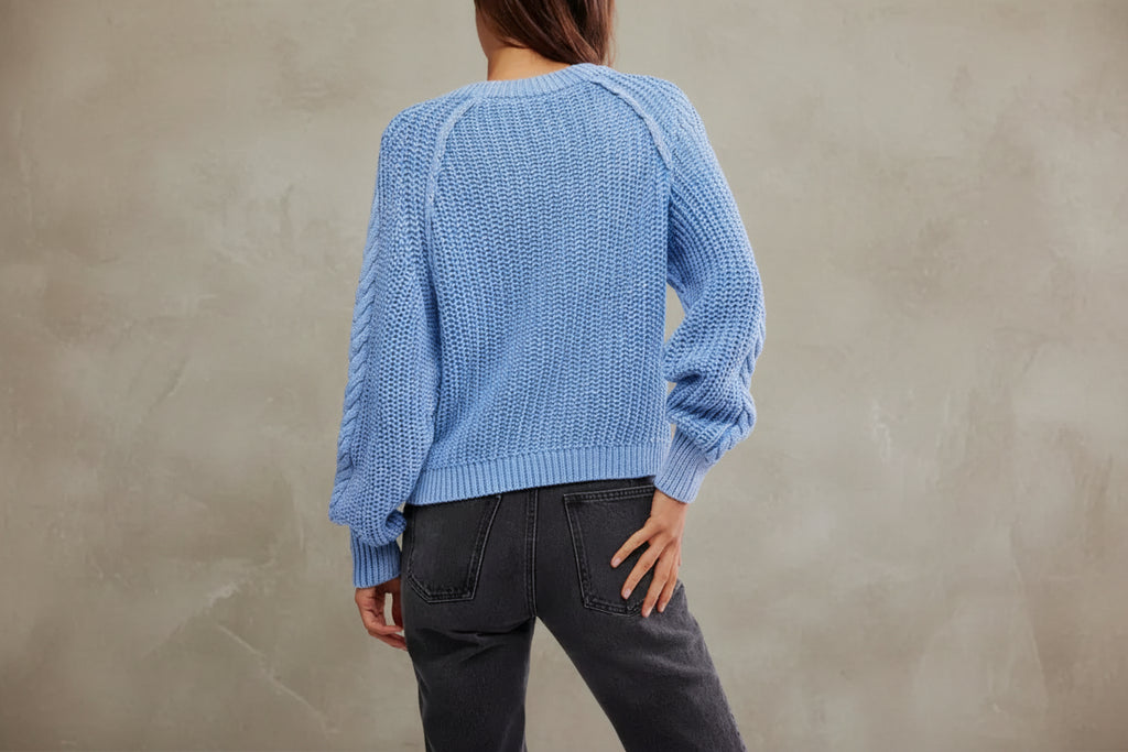 Free People Frankie Cable Knit in Della Robbia Blue