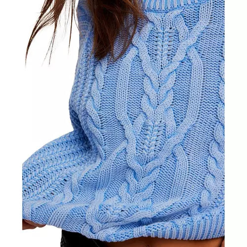 Free People Frankie Cable Knit in Della Robbia Blue