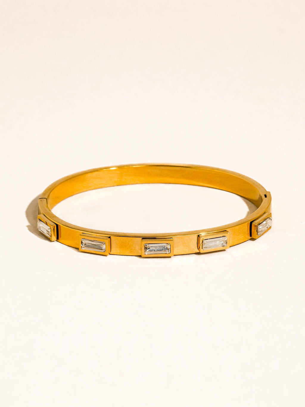 Tanith 18K Gold Non-Tarnish Baguette CZ Bangle Bracelet