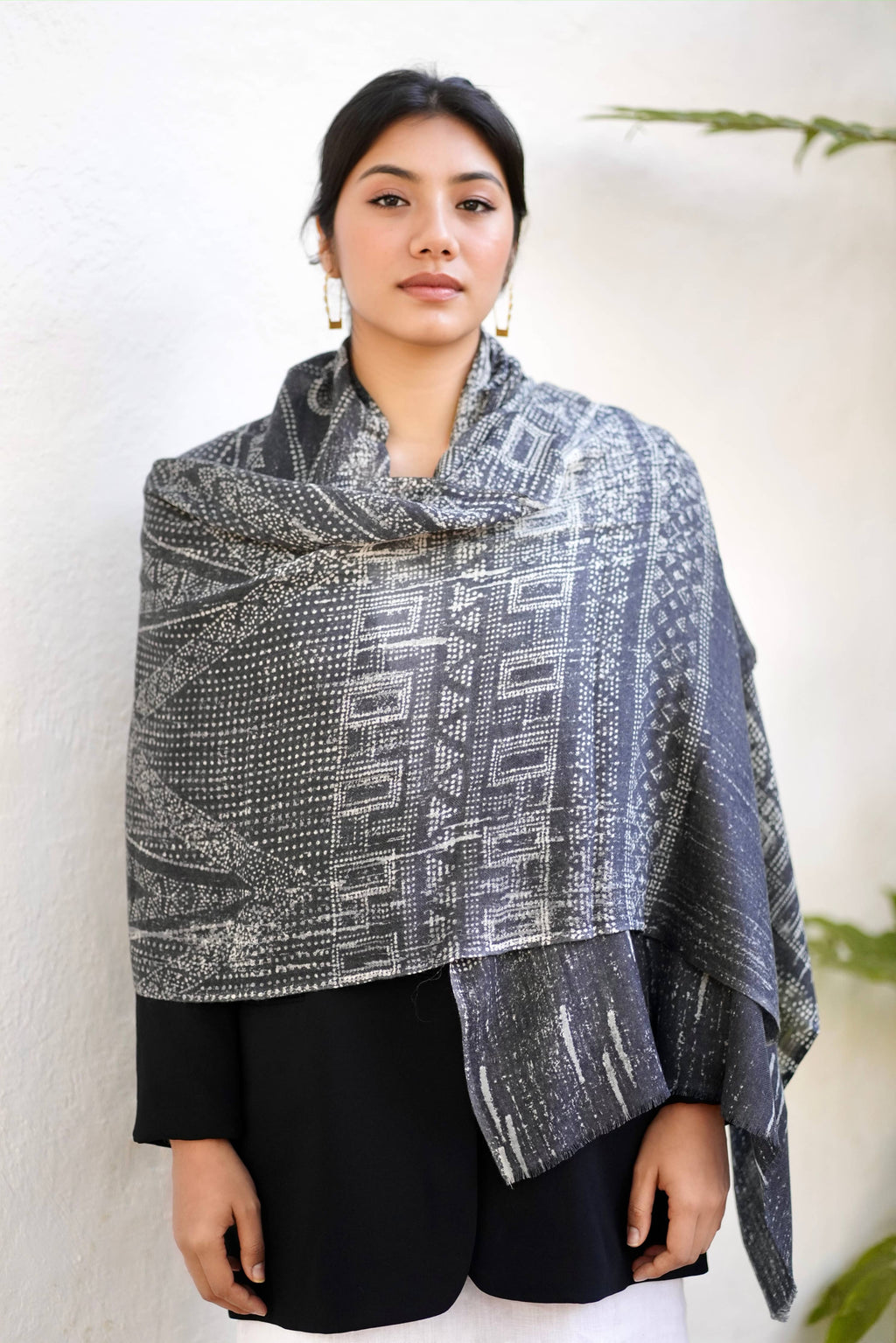 Veronique Geo Wool Silk Scarf