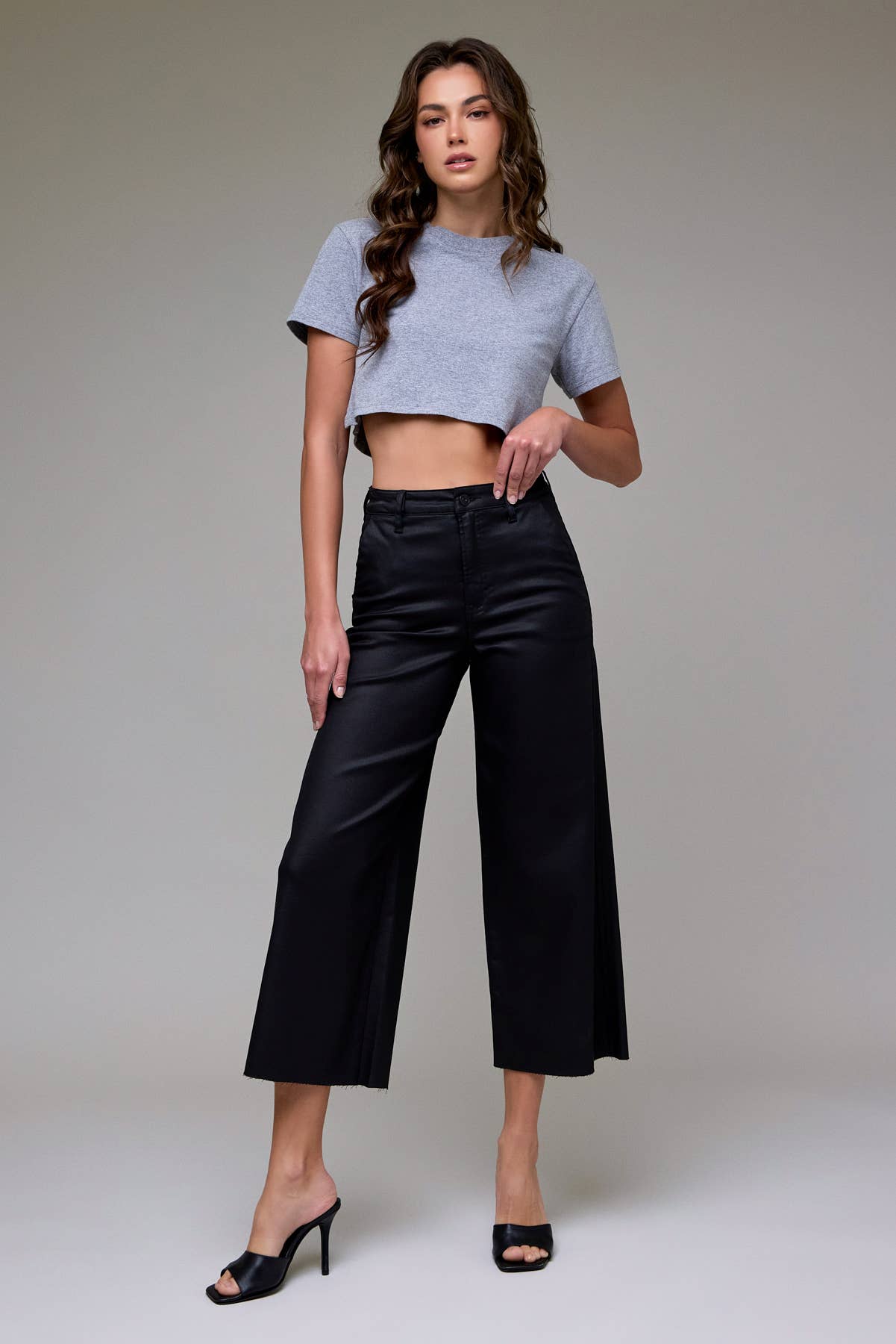Nori Coated Wide Leg, Hidden Jeans
