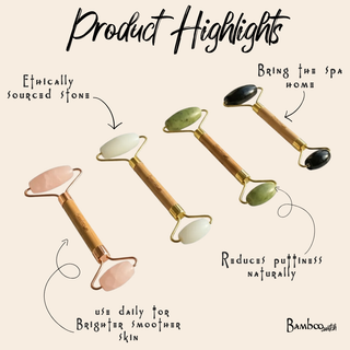 Bamboo Facial Roller | Rose Quartz