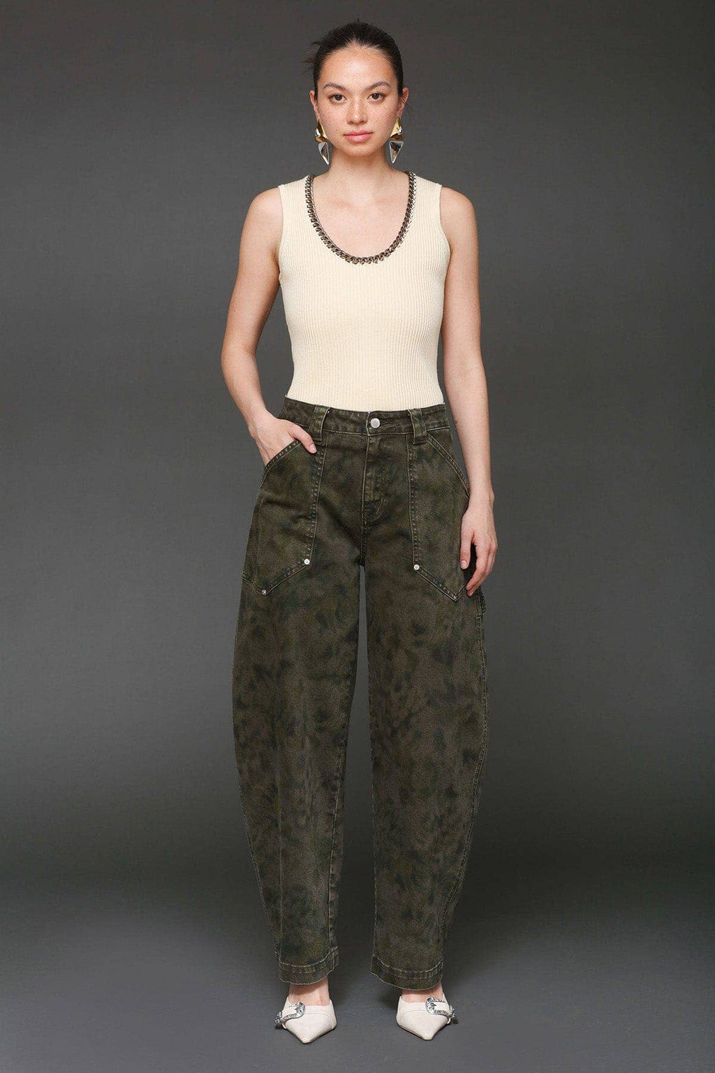 Camo Cargo Barrel Jeans