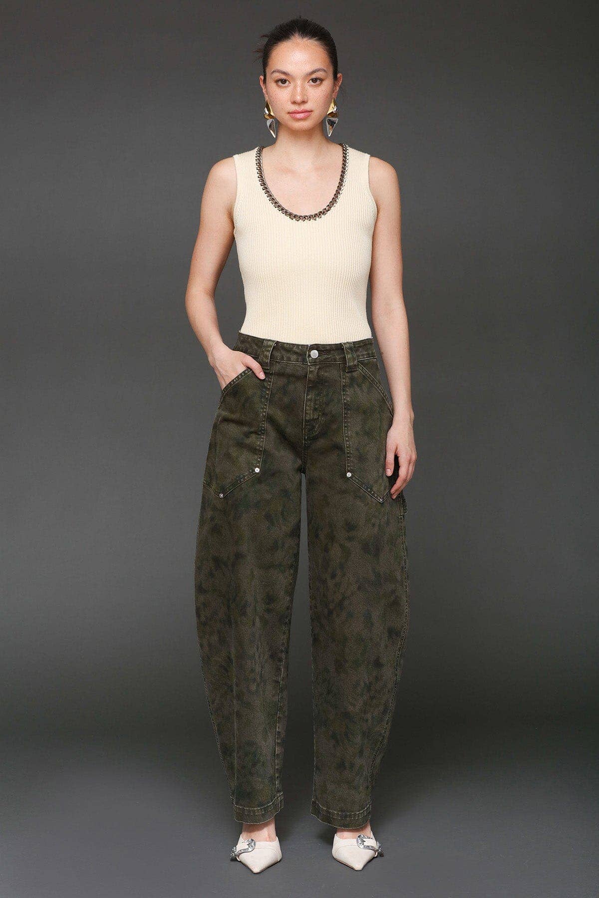 Camo Cargo Barrel Jeans