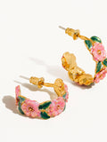 Jocelyn 18K Gold-Plated Floral C-Hoop Earring