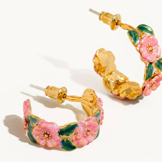Jocelyn 18K Gold-Plated Floral C-Hoop Earring