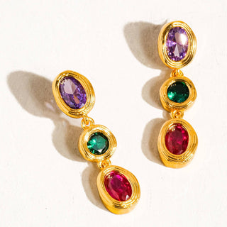 Brunwyn 18K Gold Multi Stone CZ Drop Earring