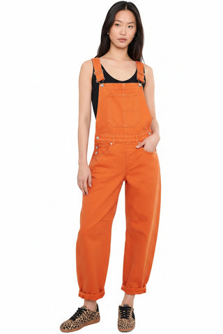 Free People Good Luck Overealls in Spicy Tangerine