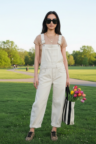 Free People Good Luck Overalls in Milk