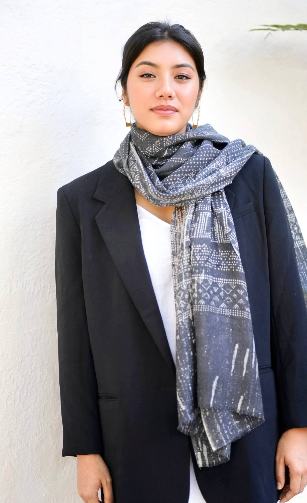 Veronique Geo Wool Silk Scarf