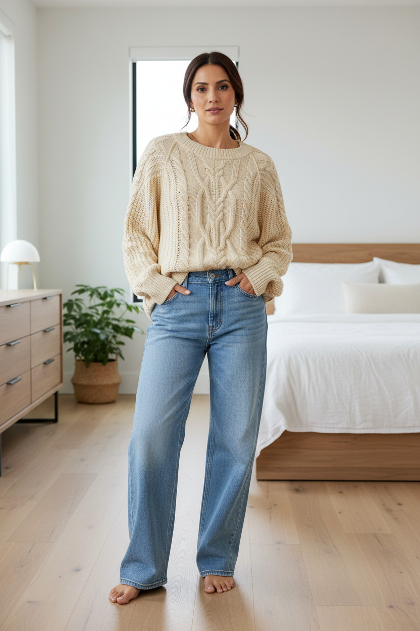 Free People Frankie Cable Knit in Buttercream