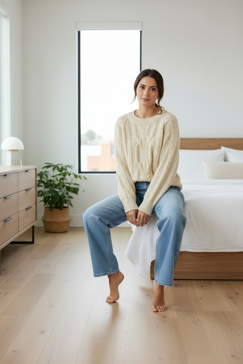 Free People Frankie Cable Knit in Buttercream