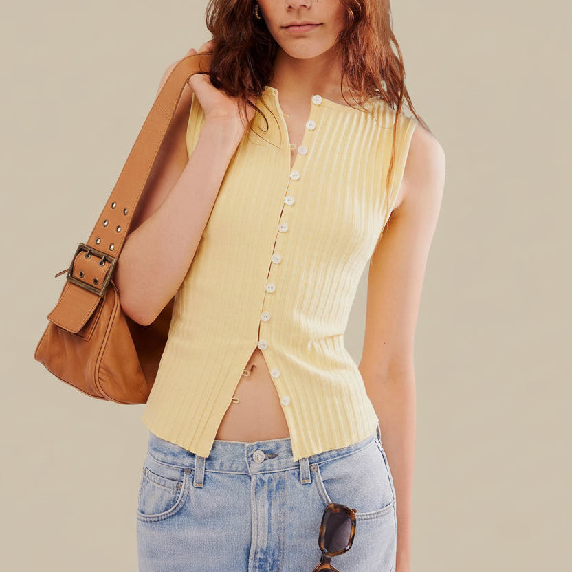 Free People Tilly Vest in Mellow Yellow