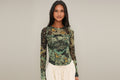 Free People Ariana Long Sleeve Ruched Top in Cool Green