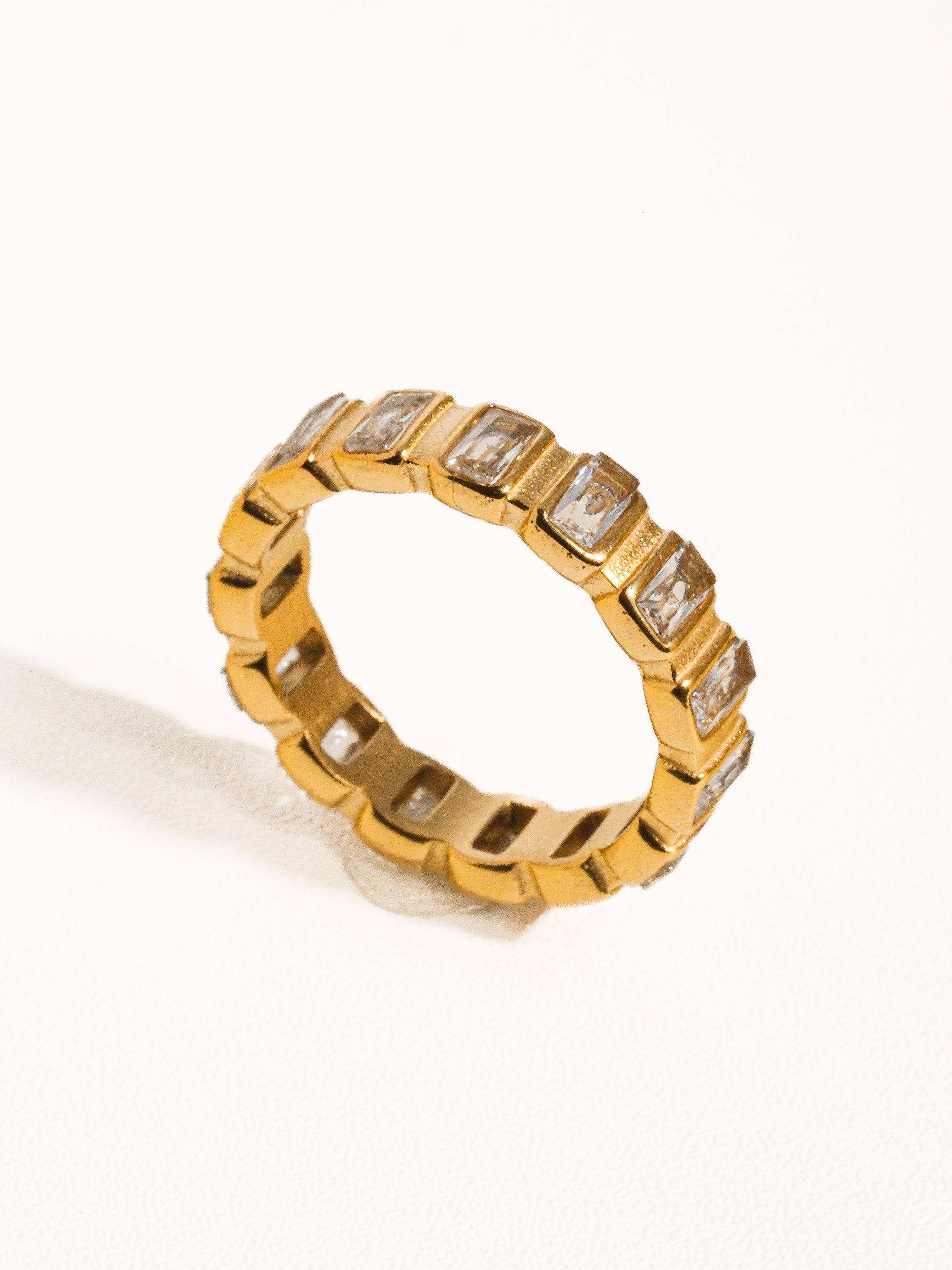Sterling Gold Non-Tarnish Gold Rhinestone Ring