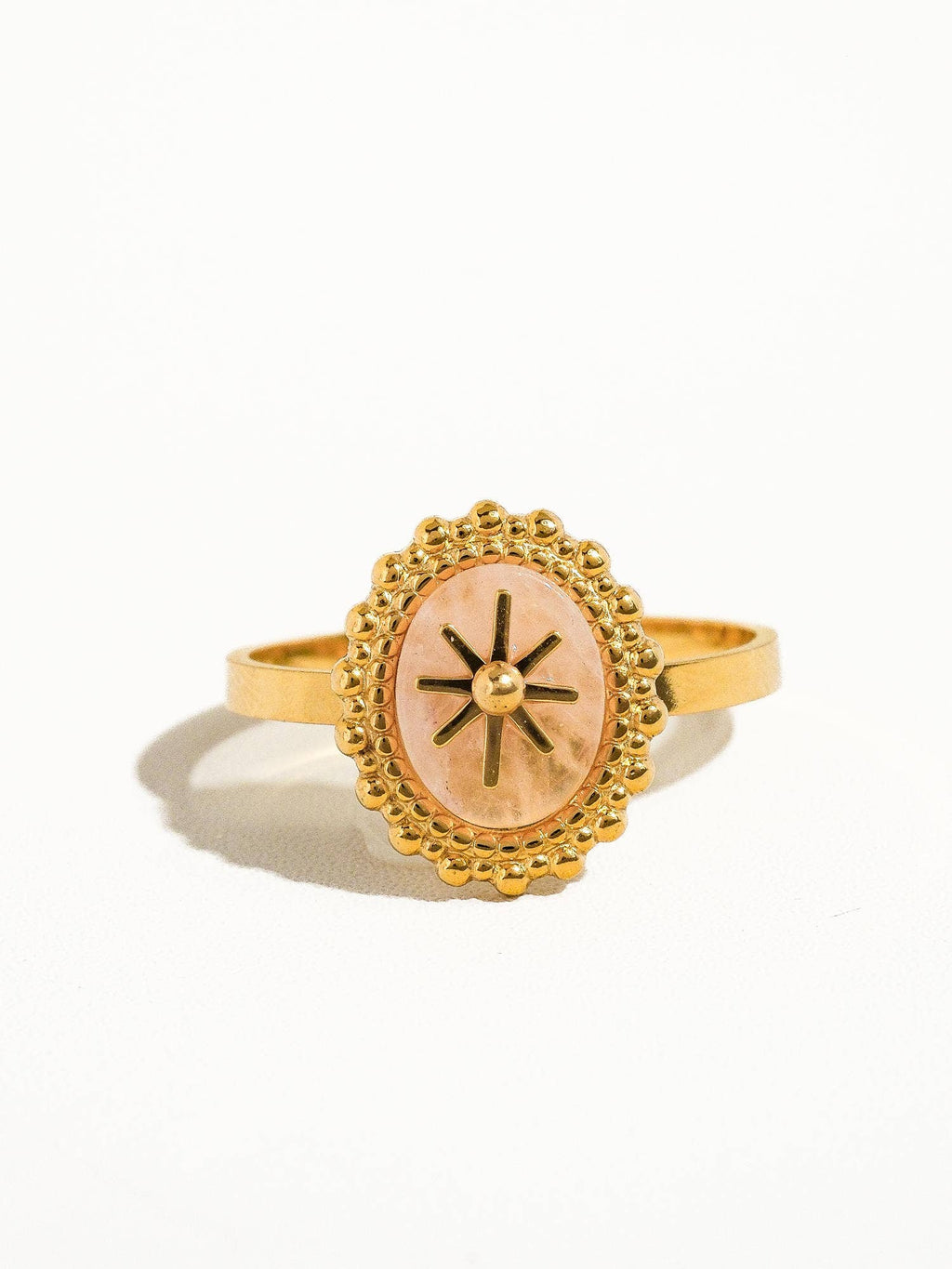 Gypsy Rose 14K Gold Adjustable Round Stone Ring