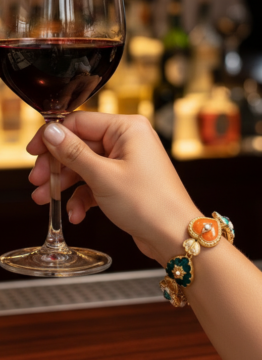 Elysian 18K Gold Boho Baroque Heart Color Bracelet