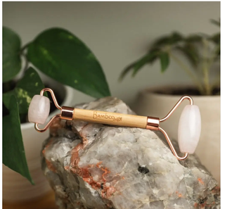 Bamboo Facial Roller | Rose Quartz