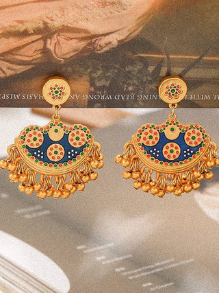 Jacqueline 18K Gold Bohemian Half Moon Tassel Earring