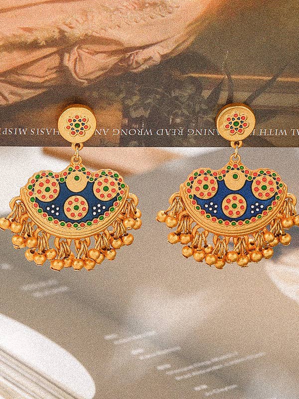 Jacqueline 18K Gold Bohemian Half Moon Tassel Earring