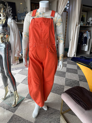 Free People Barrel Overalls in Tangerine