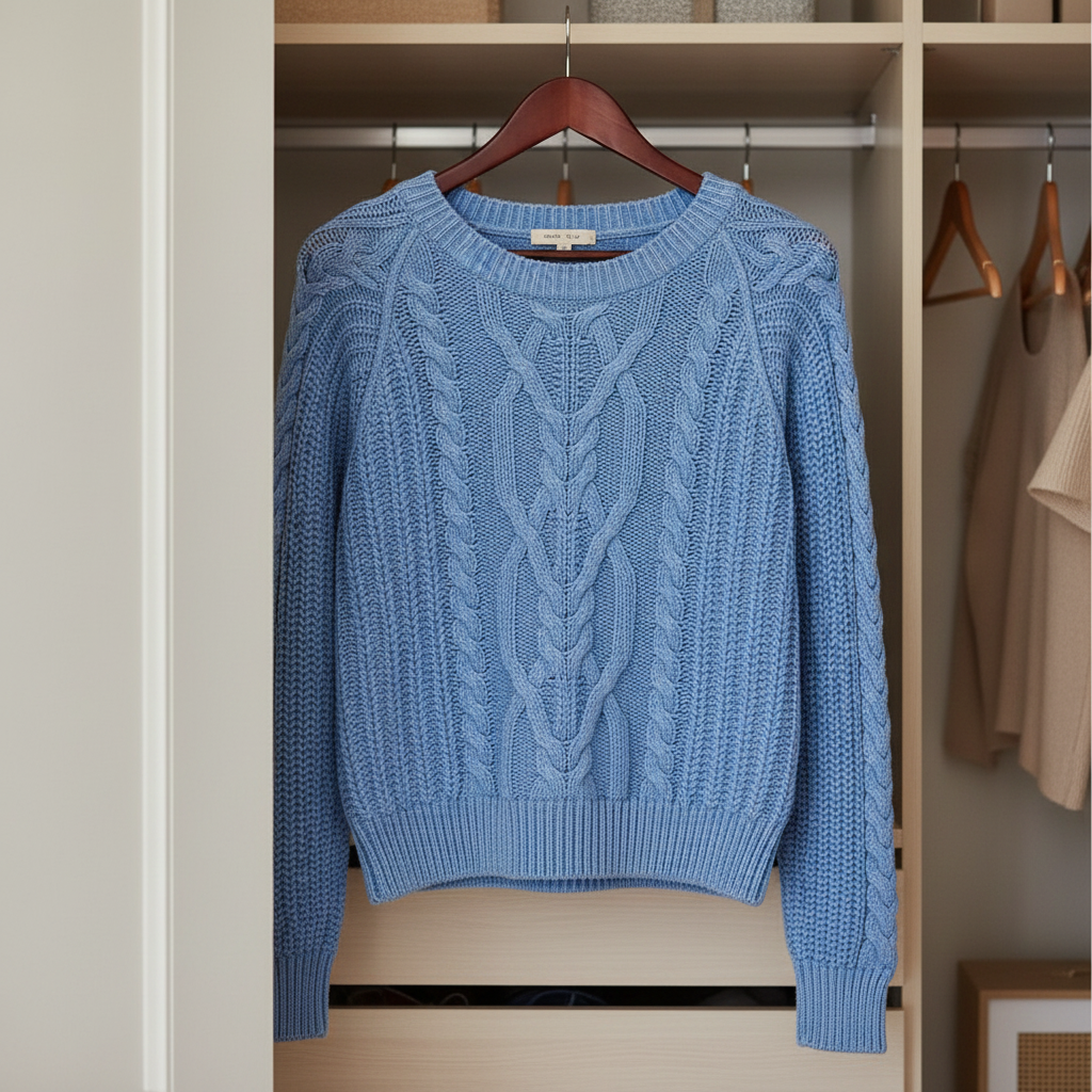 Free People Frankie Cable Knit in Della Robbia Blue