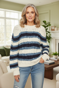 Free People Frankie Cable Knit in Navy Stripe