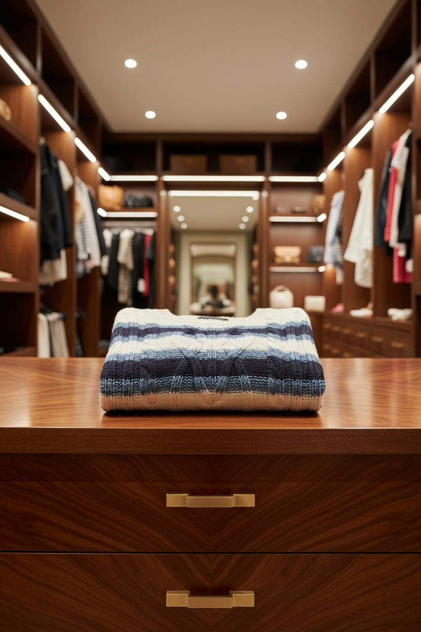 Free People Frankie Cable Knit in Navy Stripe