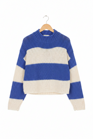 Free People Opal Sweater in Cobalt Stripe