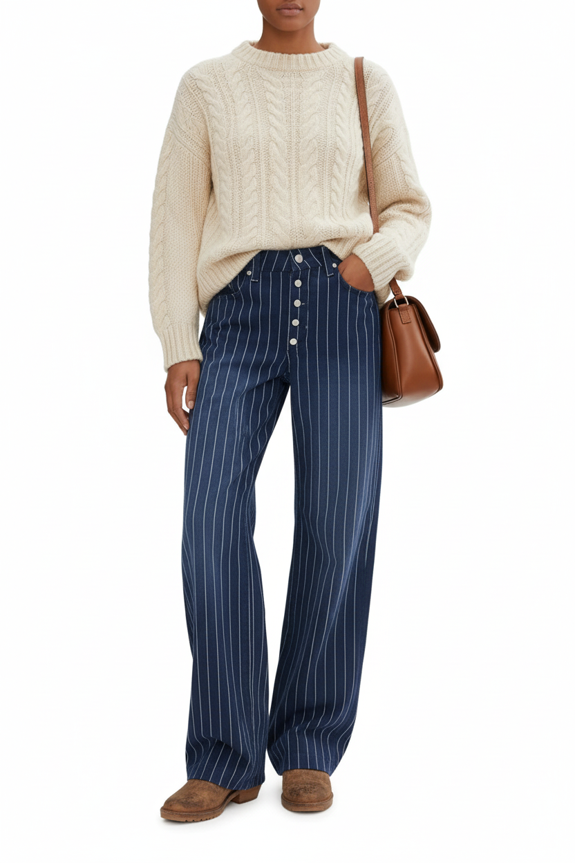 Free People Nia BF Jean in Pinstripe
