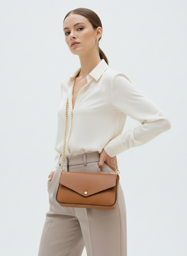 Cassie Clutch in Camel