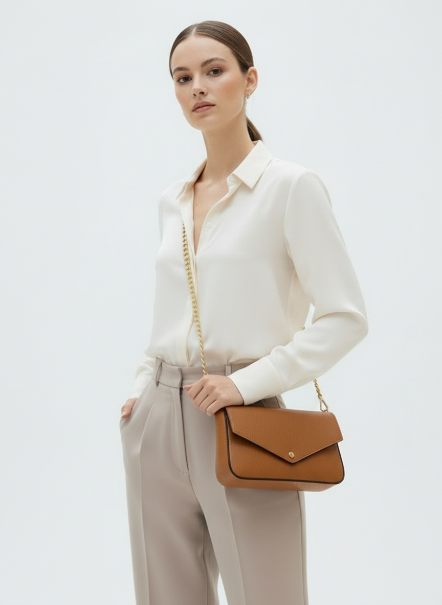 Cassie Clutch in Camel