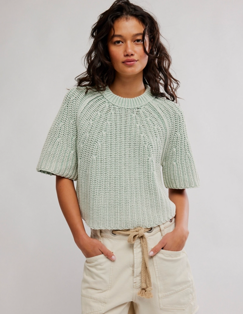 Free People Amy Sweater Tee in Cameo Green