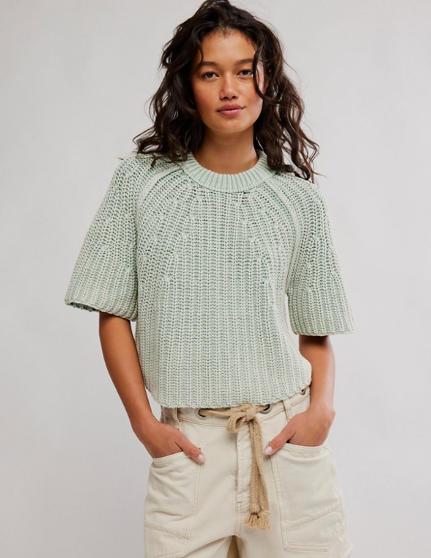 Free People Amy Sweater Tee in Cameo Green