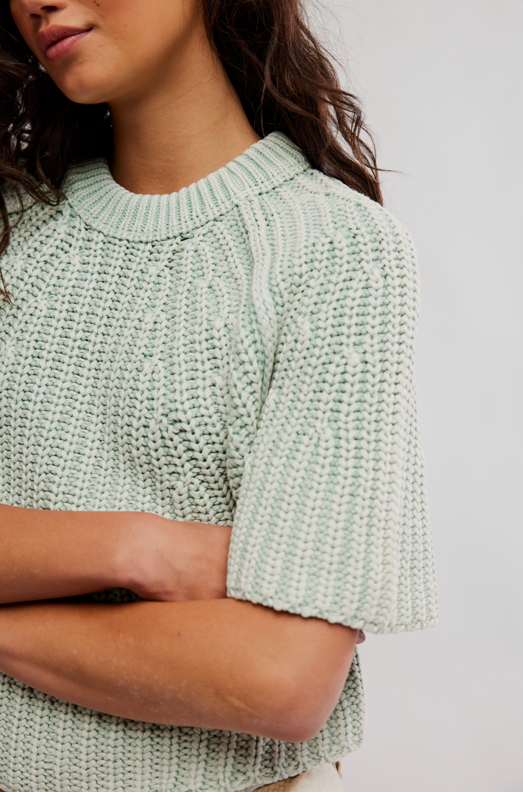 Free People Amy Sweater Tee in Cameo Green