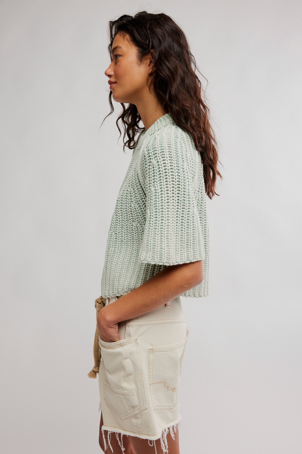 Free People Amy Sweater Tee in Cameo Green