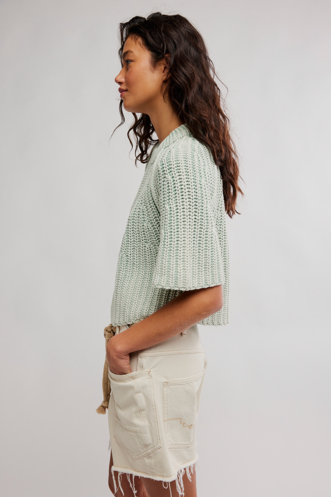 Free People Amy Sweater Tee in Cameo Green