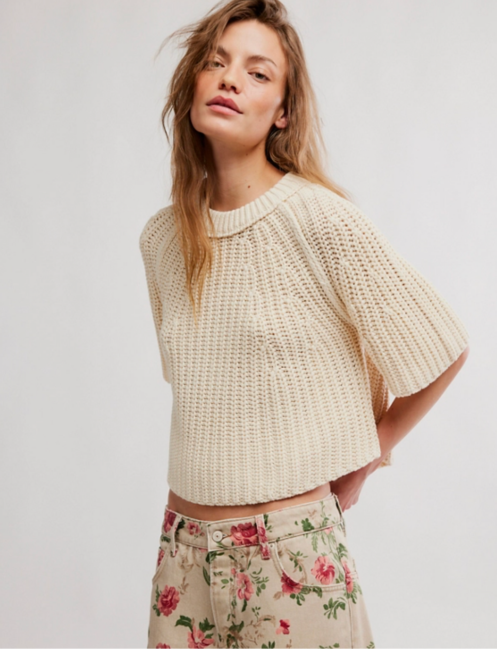 Free People Amy Sweater Tee in Ivory