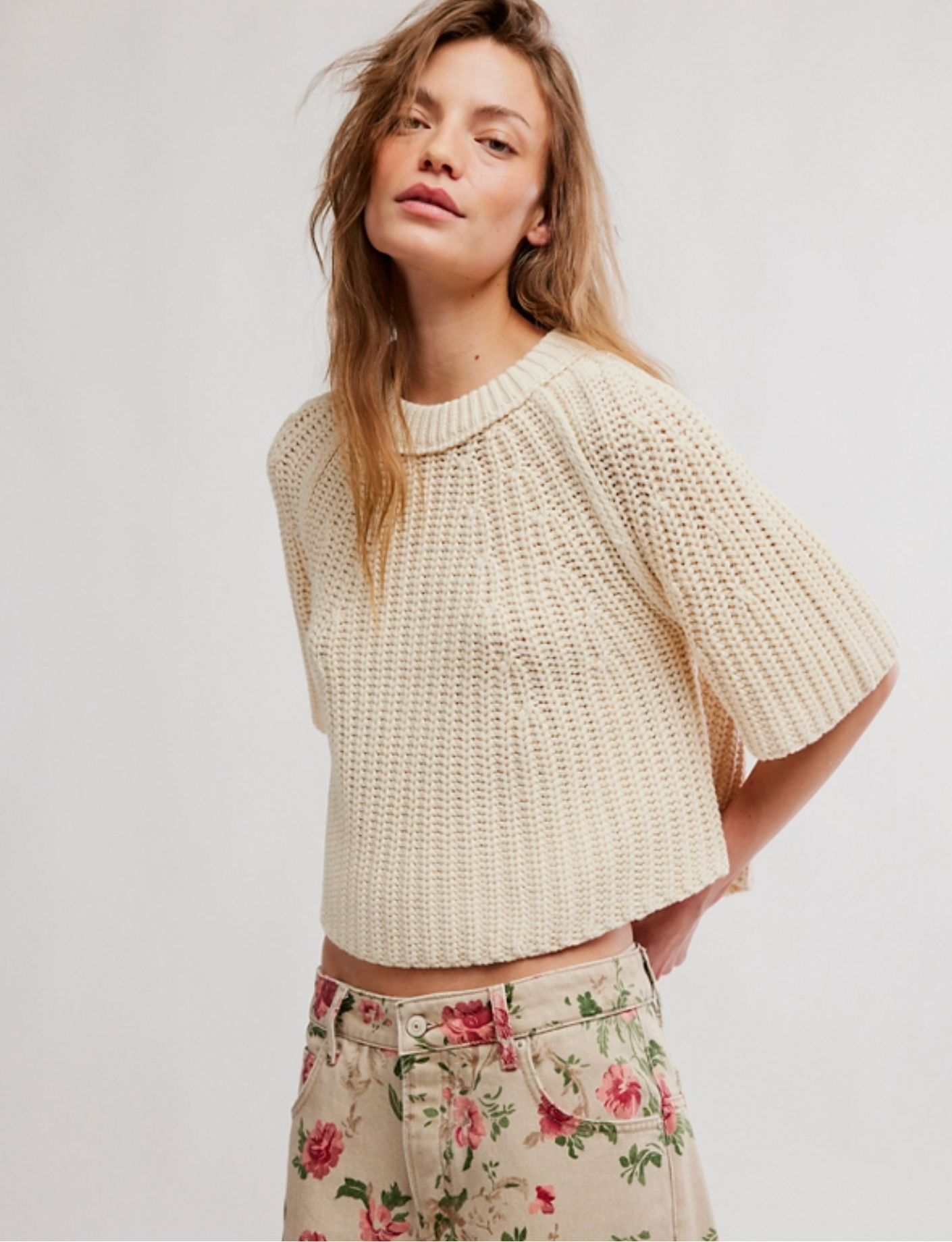 Free People Amy Sweater Tee in Ivory