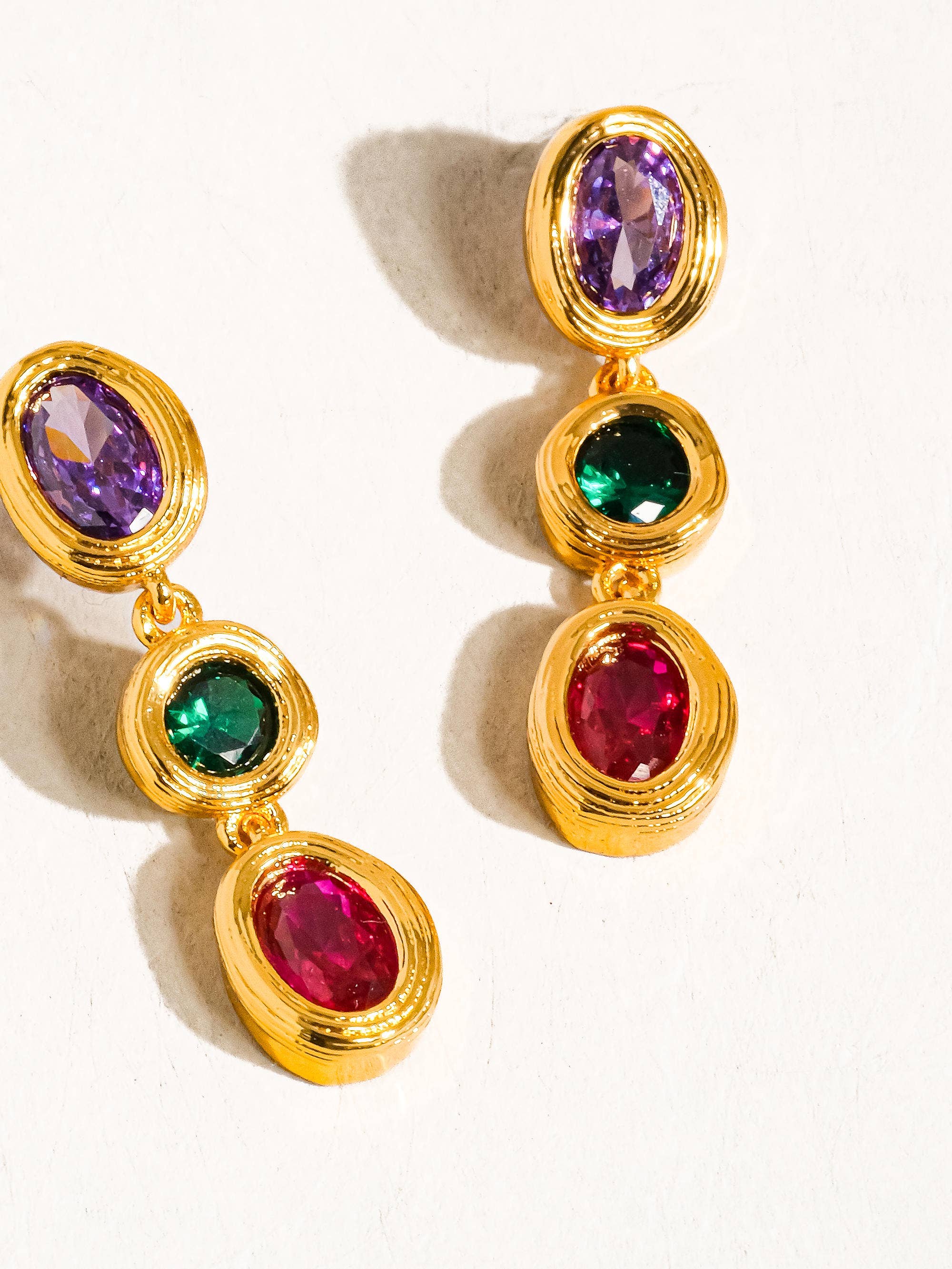 Brunwyn 18K Gold Multi Stone CZ Drop Earring