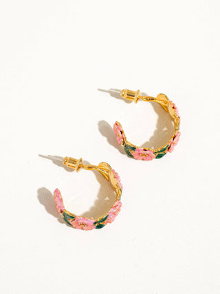 Jocelyn 18K Gold-Plated Floral C-Hoop Earring