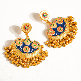 Jacqueline 18K Gold Bohemian Half Moon Tassel Earring