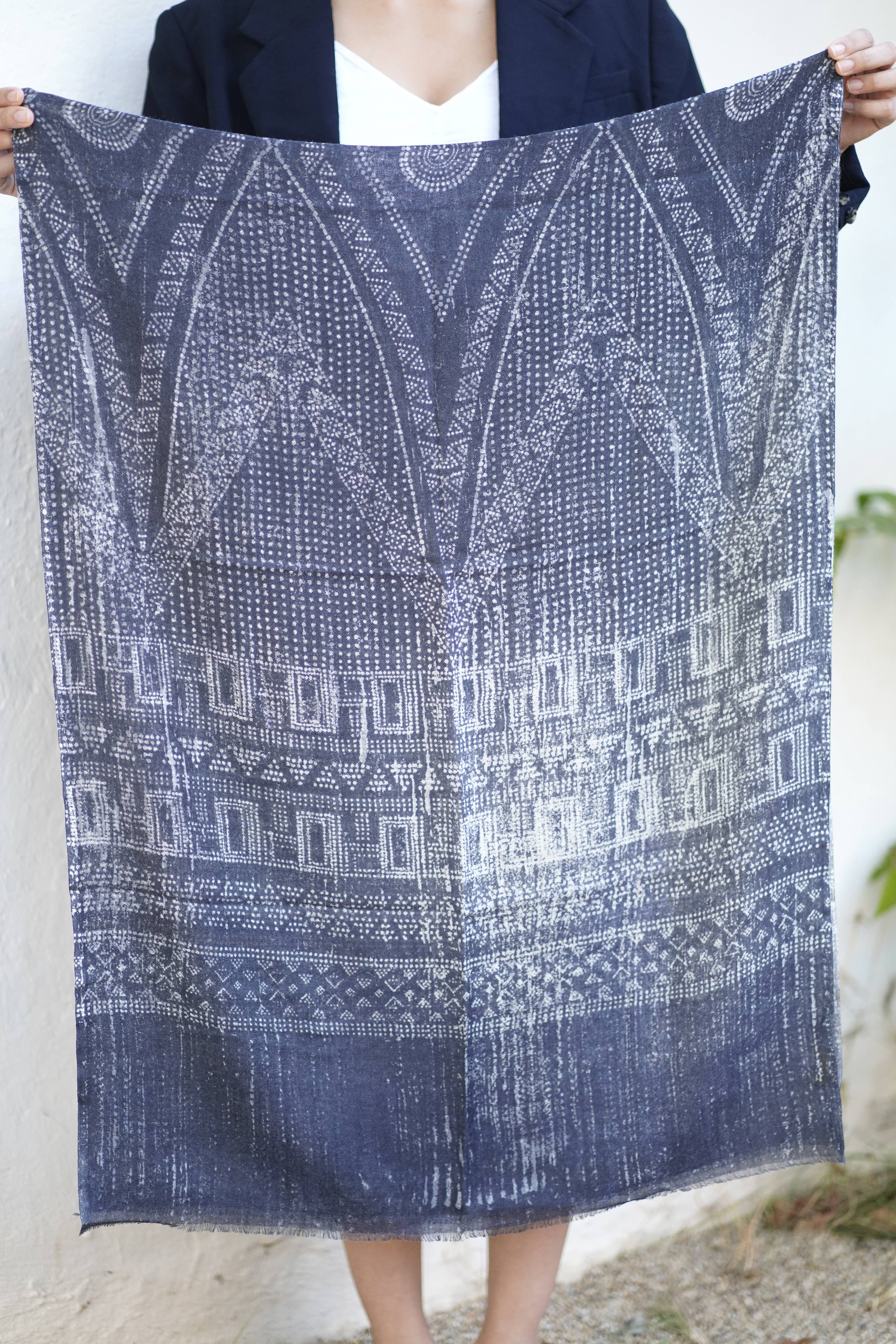 Veronique Geo Wool Silk Scarf