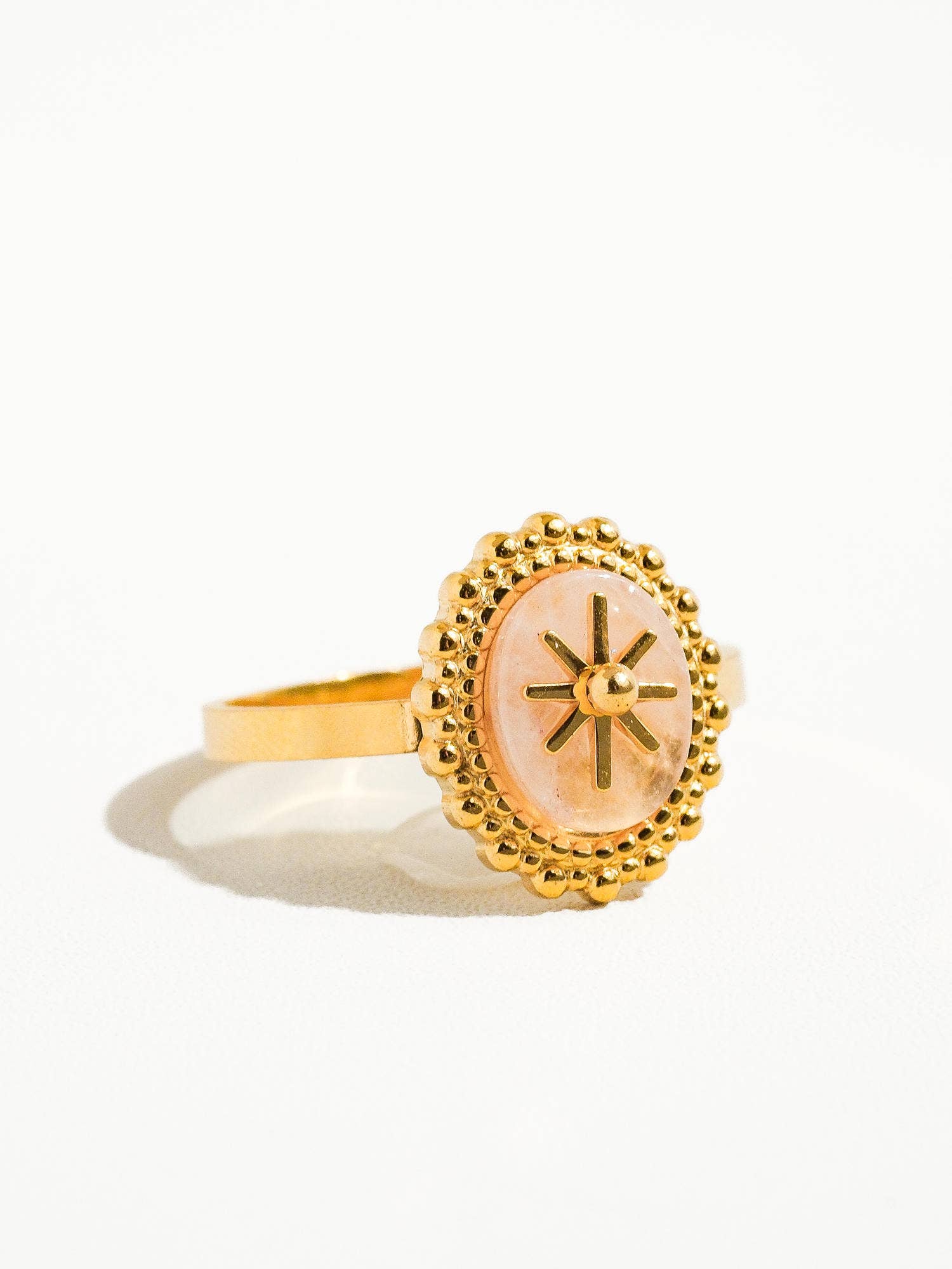 Gypsy Rose 14K Gold Adjustable Round Stone Ring