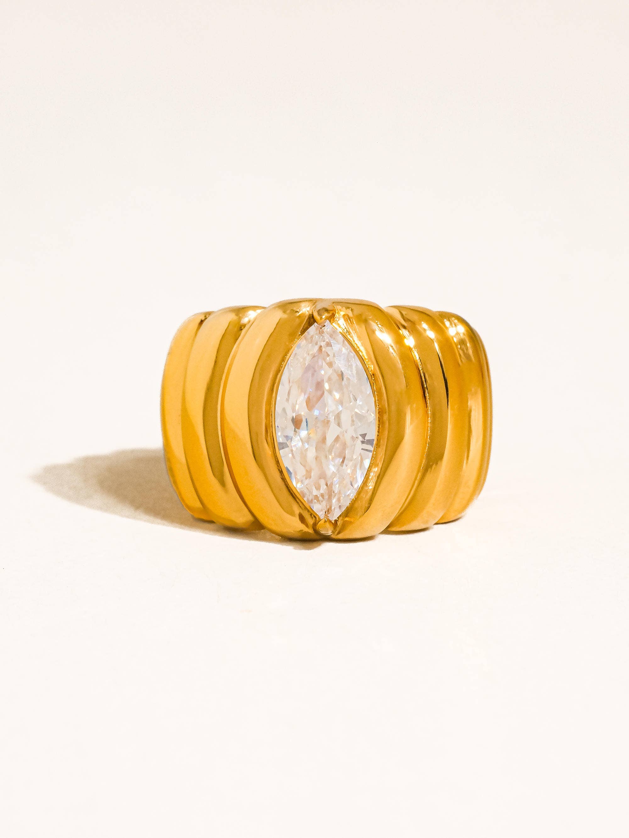 Ambré 18K Gold Non-Tarnish Marquise CZ Statement Ring